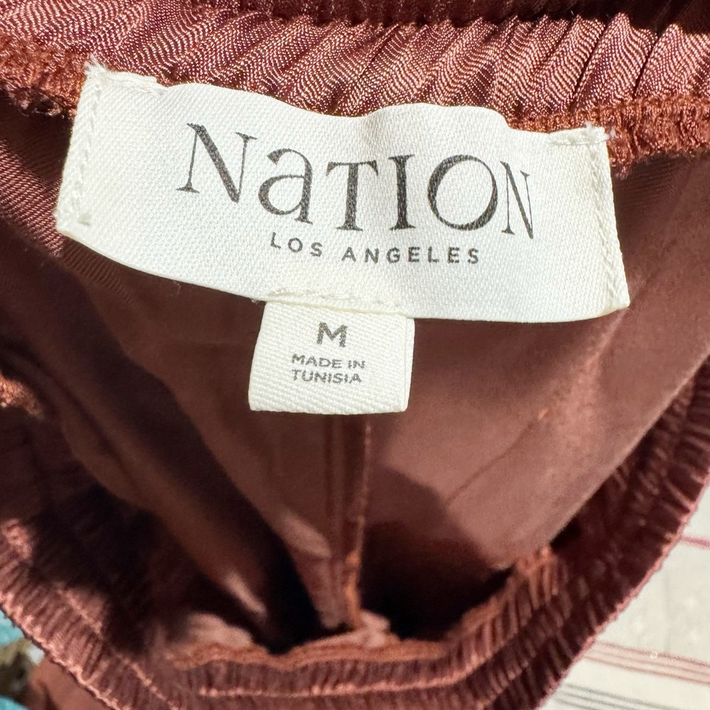 Nation Los Angels Women Medium Rust Copper Satin Cargo Jogger - Picture 3 of 5